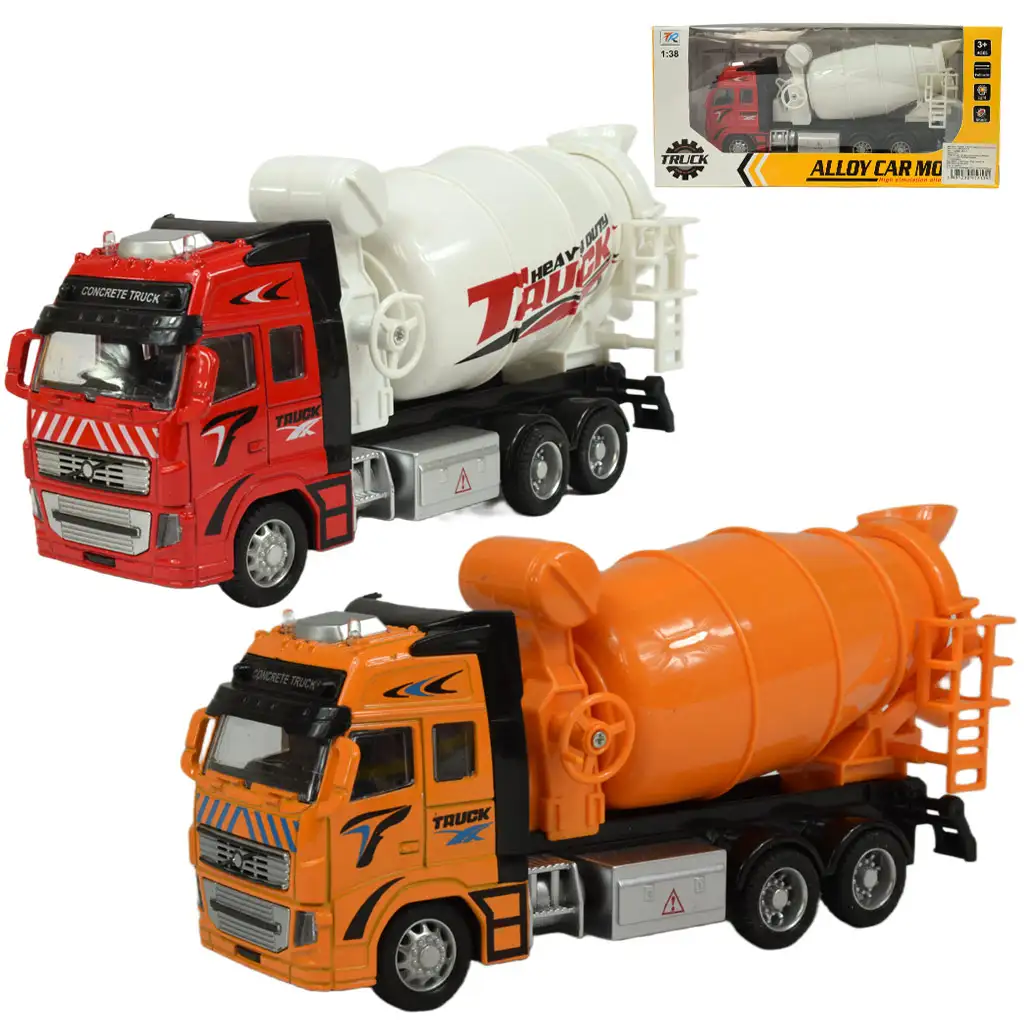 Alloy Car: Schwungrad-Betonmischer-LKW mit Licht und Ton in zwei Varianten 19cm 1 Stück
