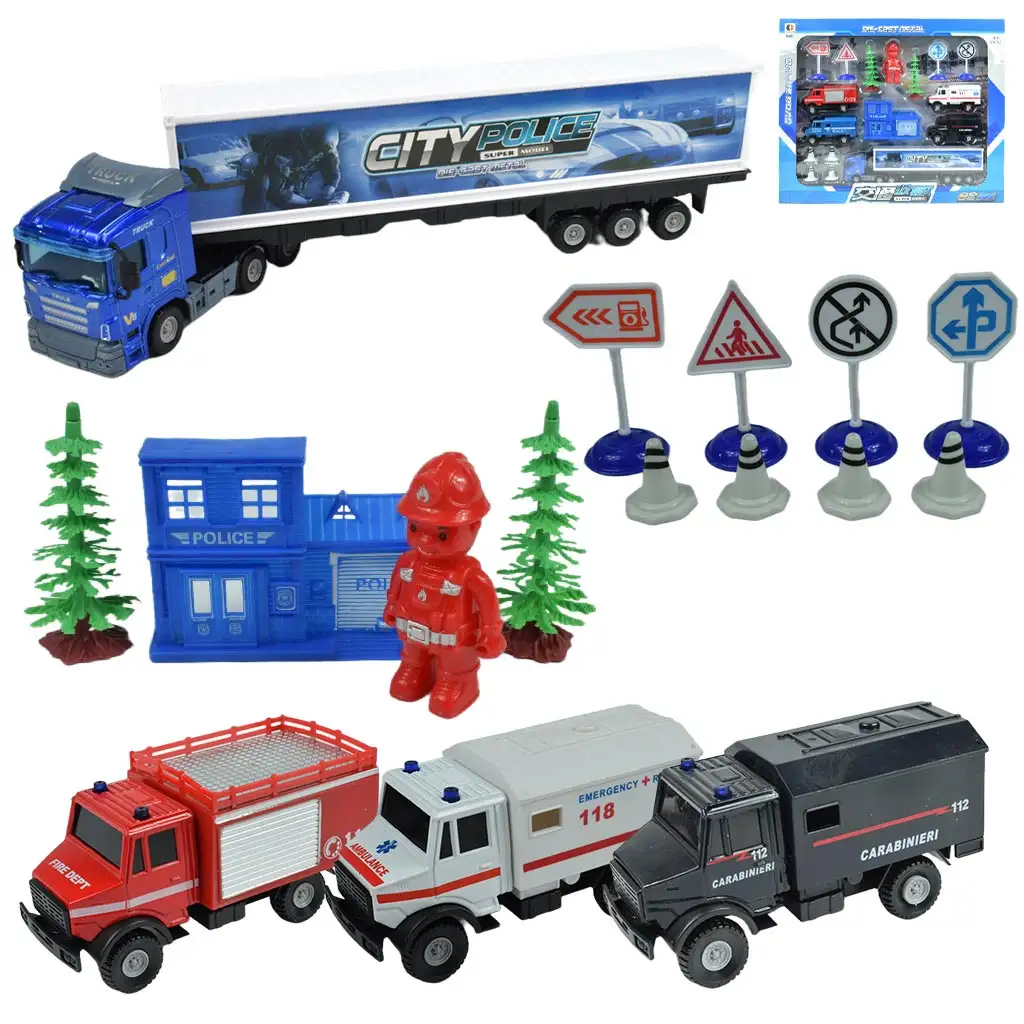 Die-Cast: Óriás rendvédelmi kisautó szett kiegészítőkkel kép 1