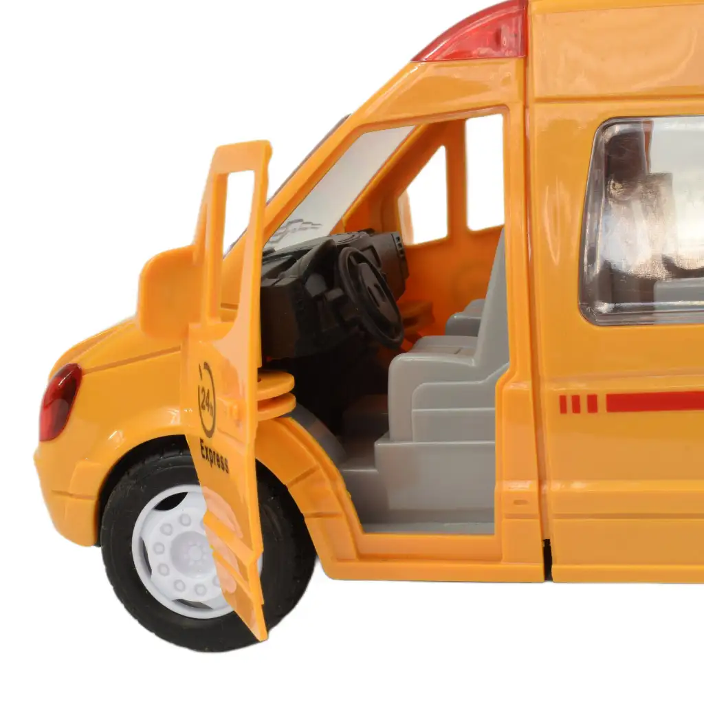 Special Car: Gelbes Express-Kurierauto mit Licht und Sound, Schwungradfunktion, 24 cm kép 2