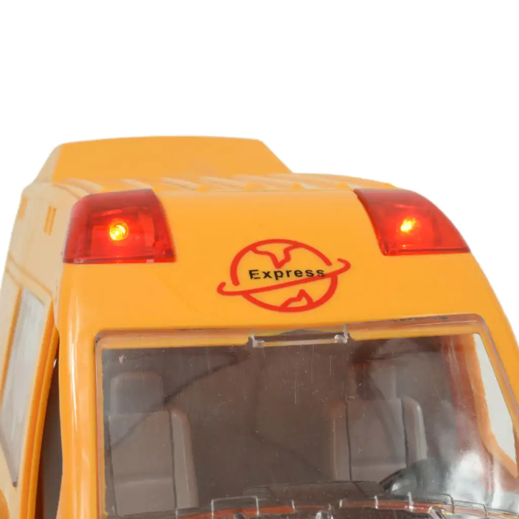 Special Car: Gelbes Express-Kurierauto mit Licht und Sound, Schwungradfunktion, 24 cm kép 6