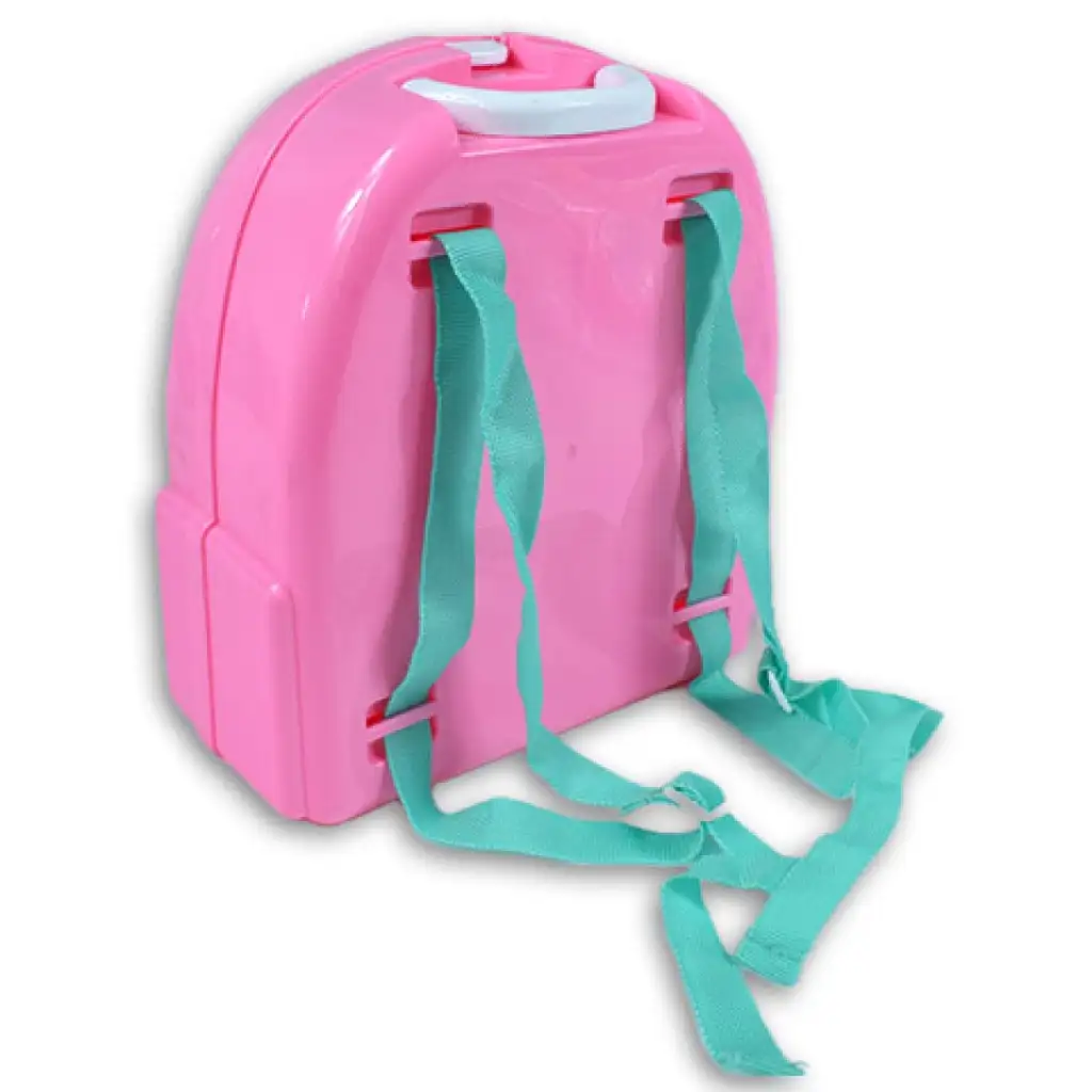 Rosa Schönheitset im Rucksack mit Spielschminke, Spiegel und Zubehör kép 2