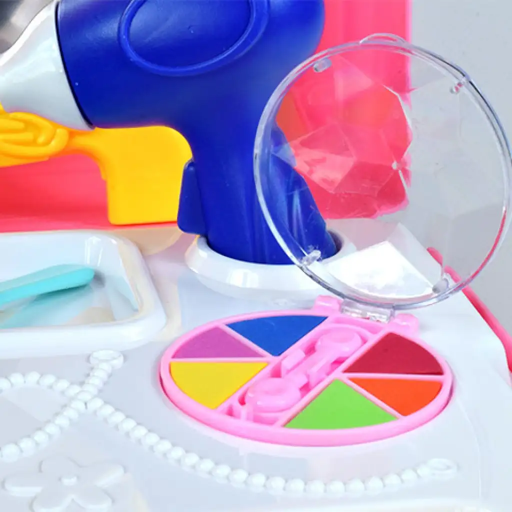 Rosa Schönheitset im Rucksack mit Spielschminke, Spiegel und Zubehör kép 4