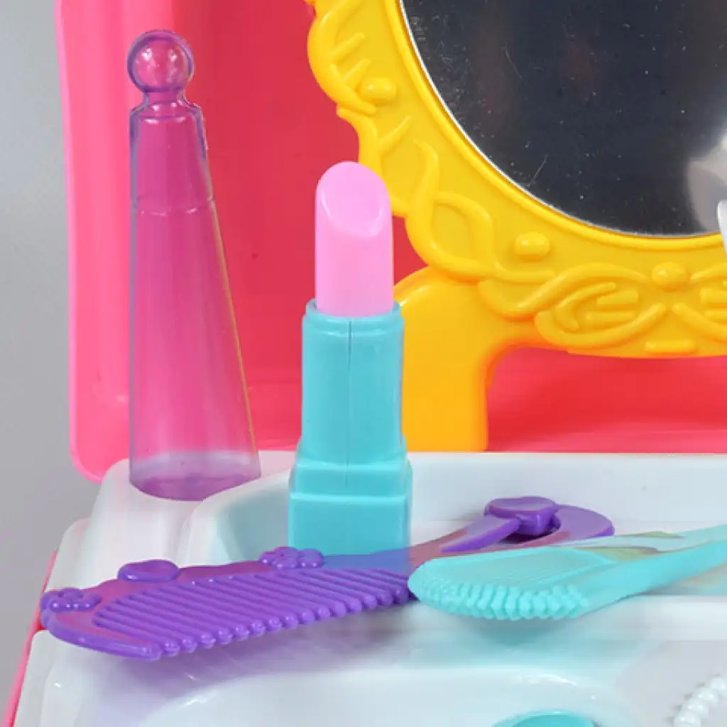 Rosa Schönheitset im Rucksack mit Spielschminke, Spiegel und Zubehör kép 5