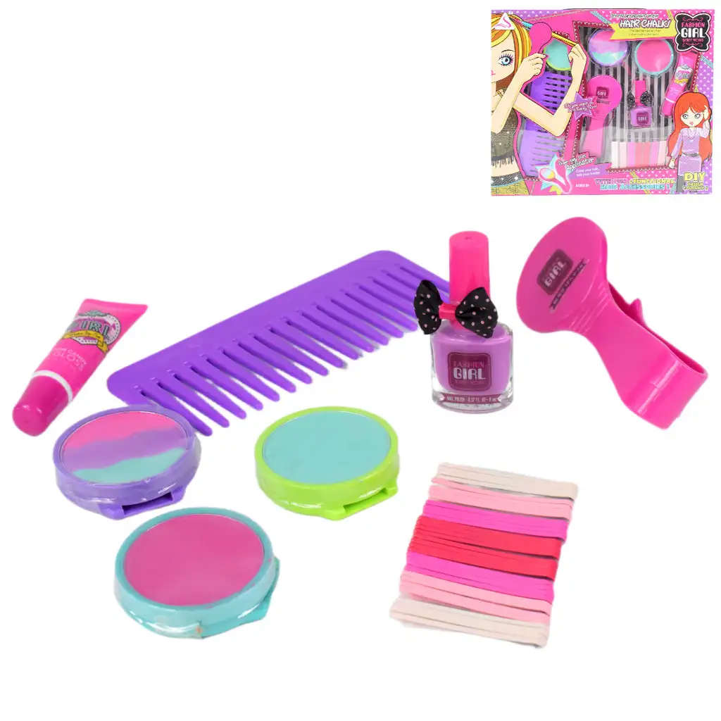 Fashion Girl: Großes Schminkset mit Haarkreide, Lipgloss und Accessoires