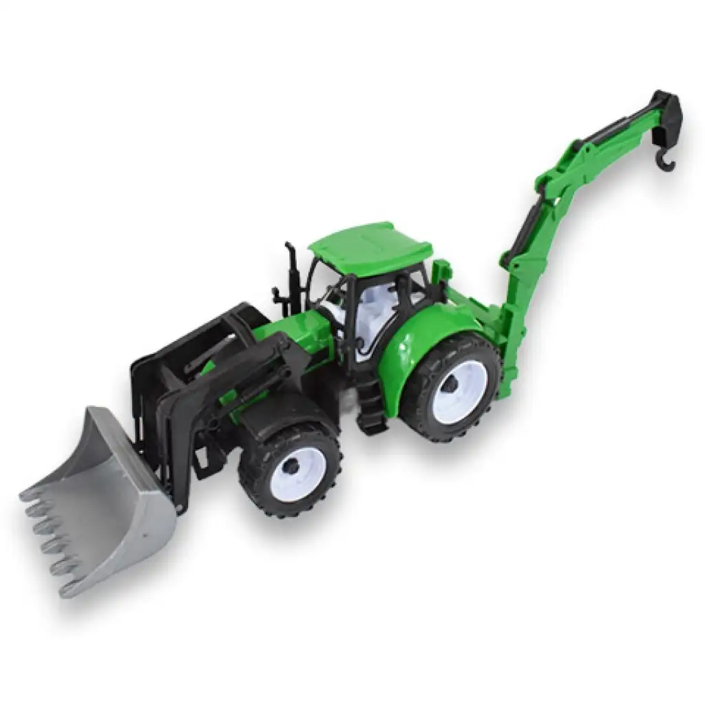 Farmer Truck: Grüner Baggerlader-Traktor in zwei Varianten 39cm kép 3