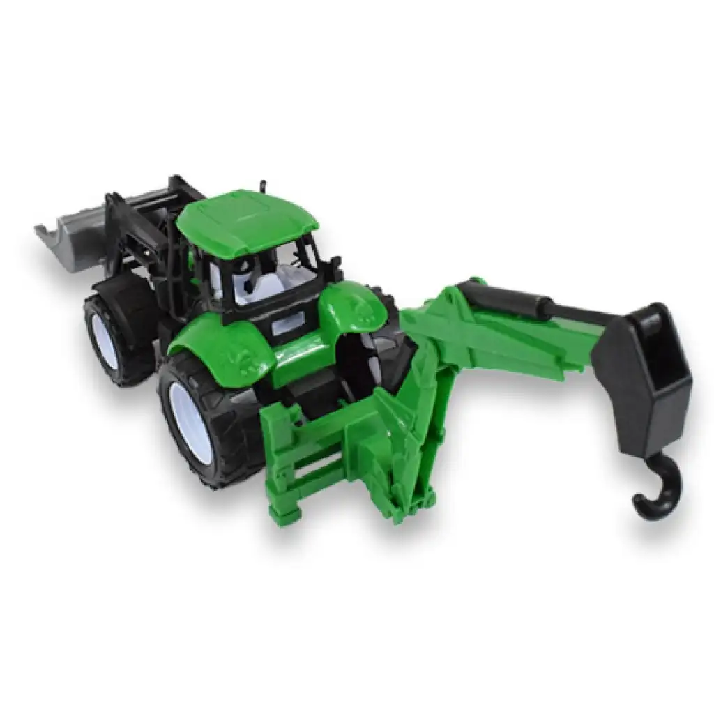 Farmer Truck: Grüner Baggerlader-Traktor in zwei Varianten 39cm kép 4