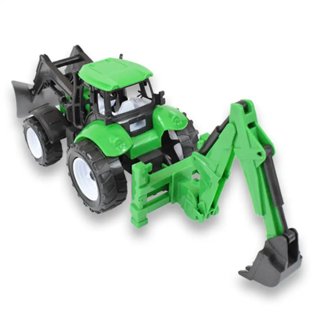 Farmer Truck: Grüner Baggerlader-Traktor in zwei Varianten 39cm kép 5