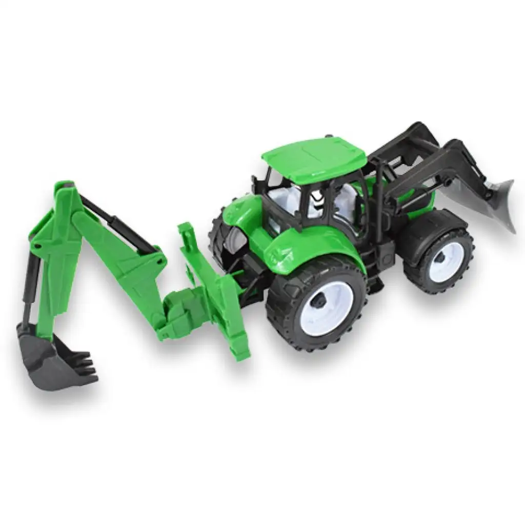 Farmer Truck: Grüner Baggerlader-Traktor in zwei Varianten 39cm kép 6