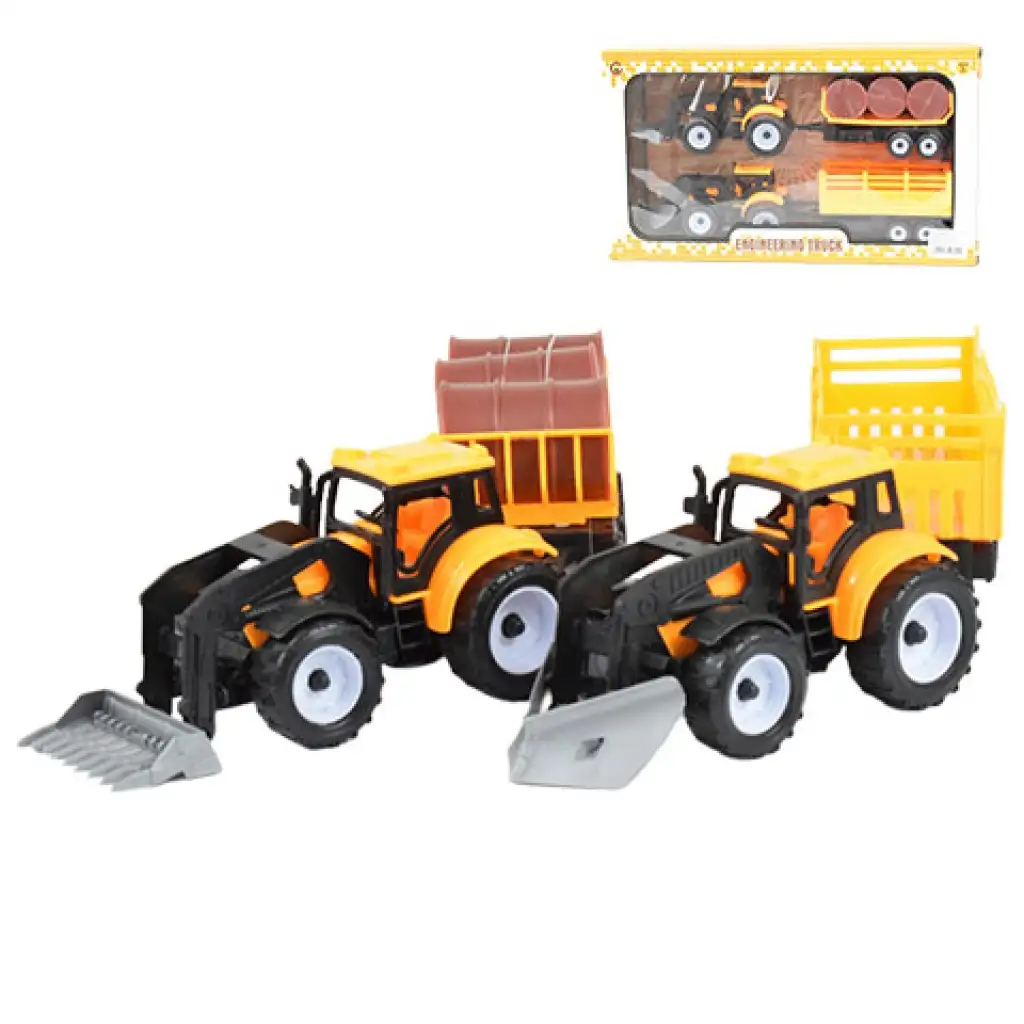 Engineering Truck: Traktor szett utánfutóval és olajos hordókkal 28cm kép 1