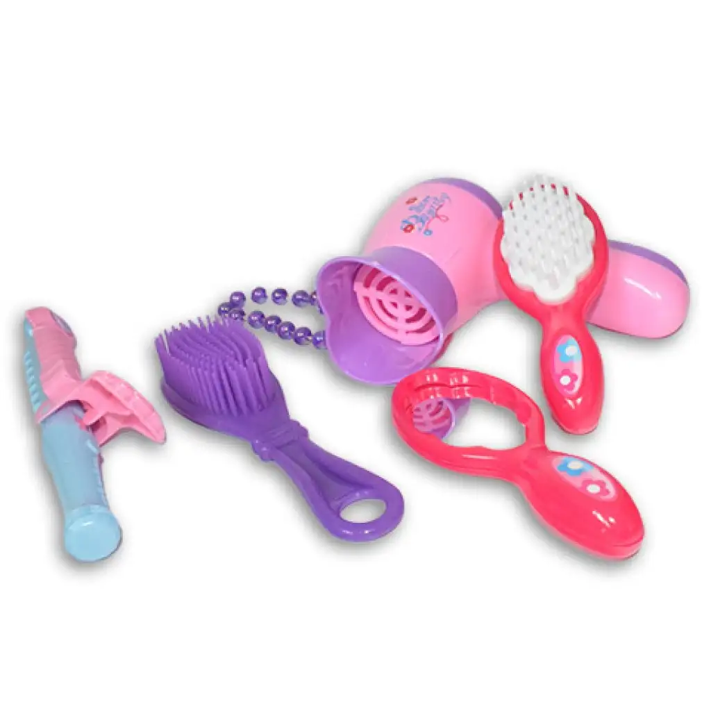 Rosa 9-teiliges Schönheitset mit Muschelspiel, Schminke, Kamm und Zubehör. kép 3