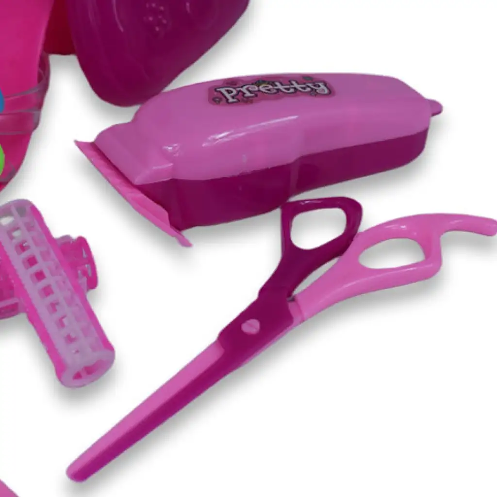 Schönheitsset mit Friseurbedarf, Schuhen und Ohrringen in einer Tasche kép 4