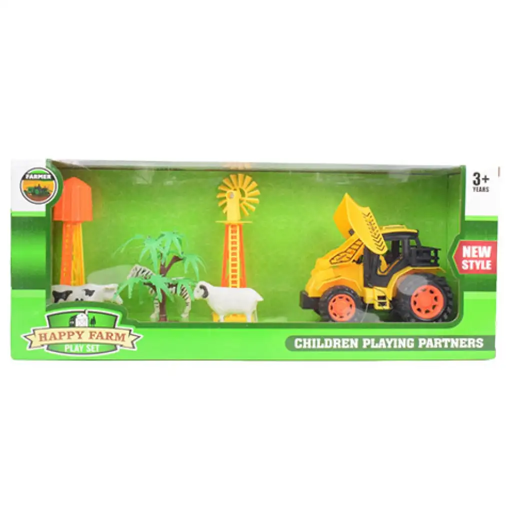 Happy Farm: Bauernhof-Set mit Traktor, Tieren und Zubehör kép 5