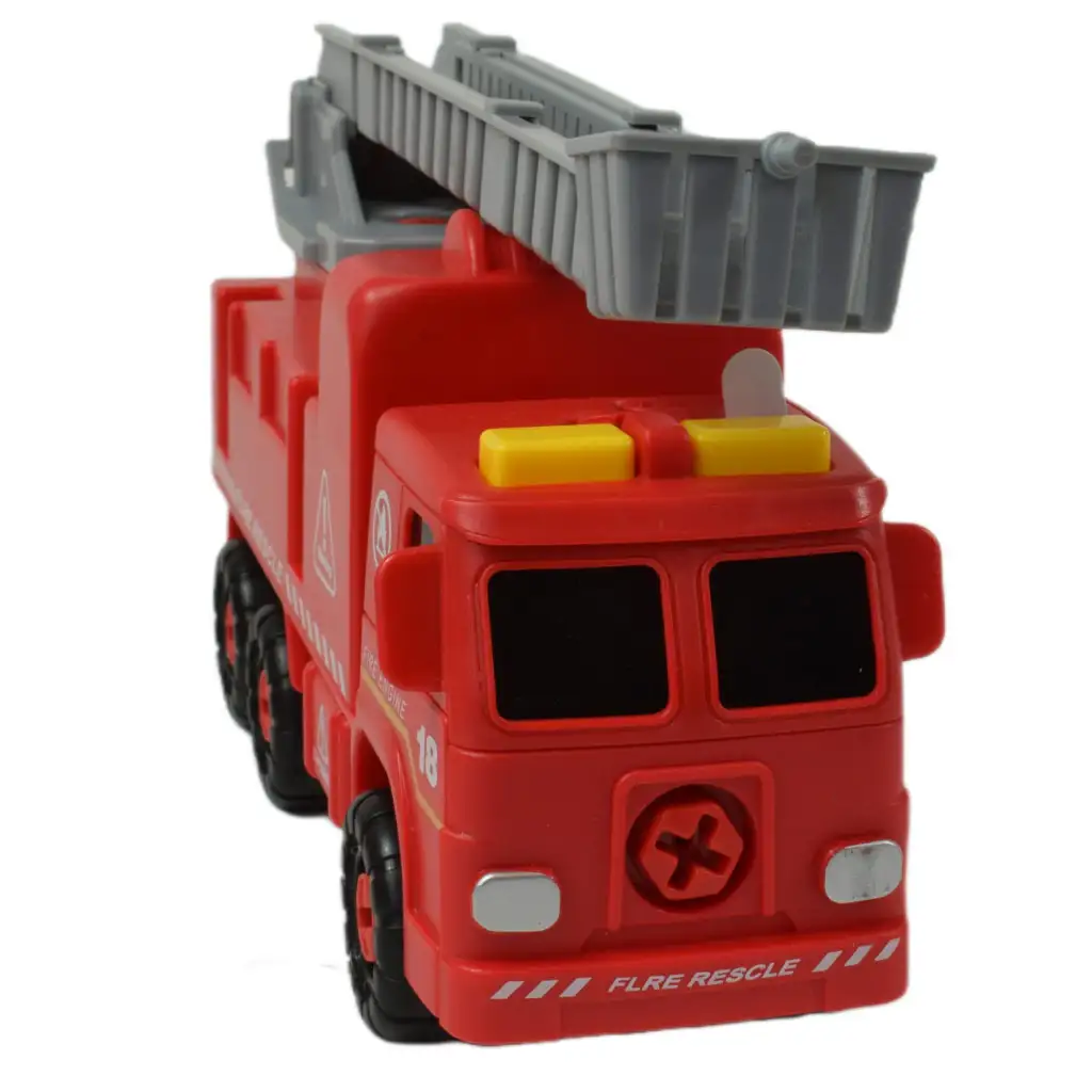 Feuerwehrfahrzeug: Zerlegbarer Feuerwehrkran mit Werkzeugen und Sound, 20 cm kép 2