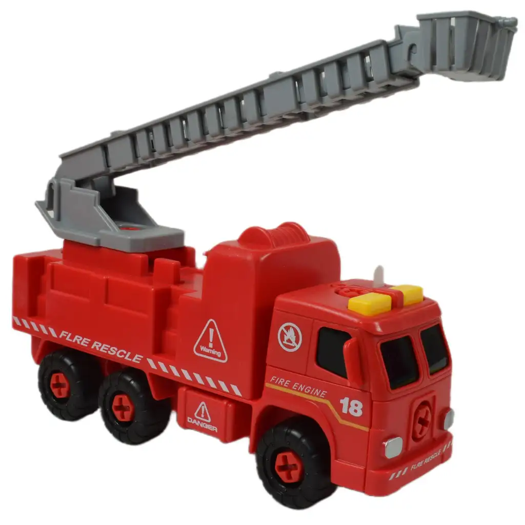 Feuerwehrfahrzeug: Zerlegbarer Feuerwehrkran mit Werkzeugen und Sound, 20 cm kép 3