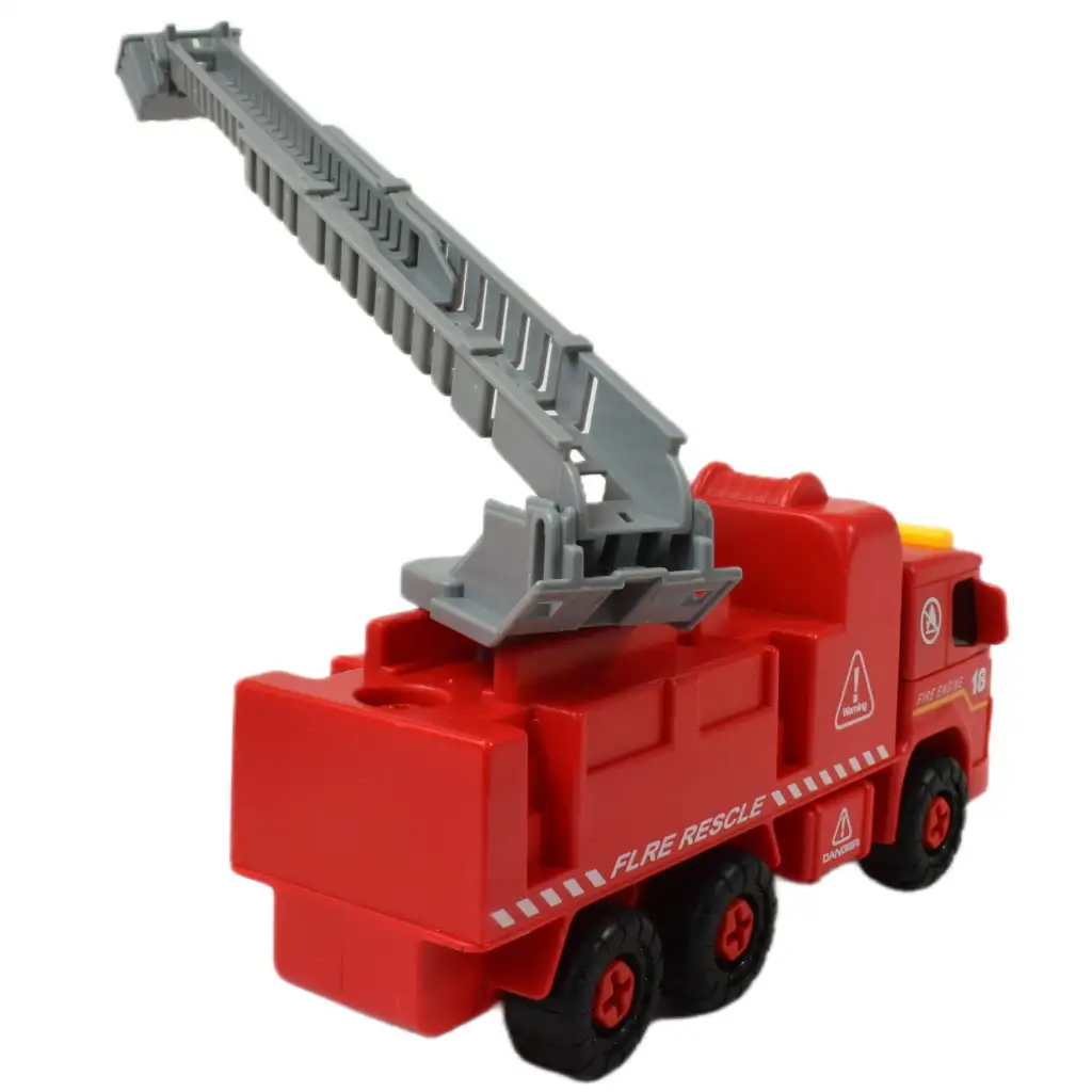 Feuerwehrfahrzeug: Zerlegbarer Feuerwehrkran mit Werkzeugen und Sound, 20 cm kép 6