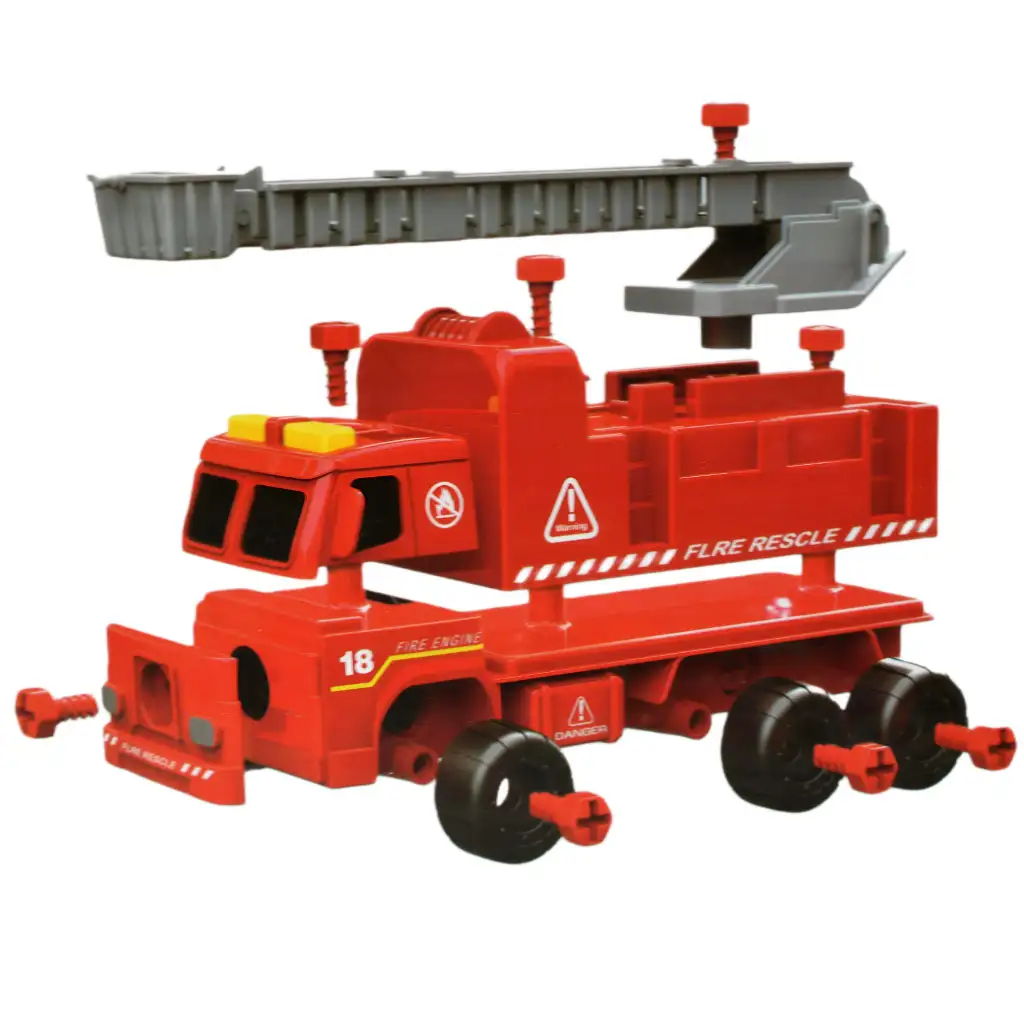 Feuerwehrfahrzeug: Zerlegbarer Feuerwehrkran mit Werkzeugen und Sound, 20 cm kép 7