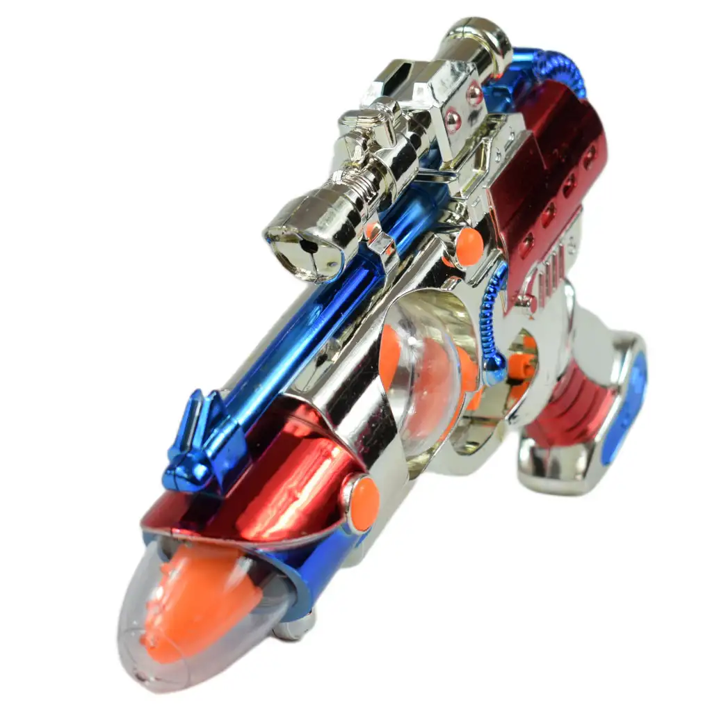 Space Warrior: Elektrische, chromfarbene Weltraumwaffe mit Licht und Ton, 27 cm kép 2