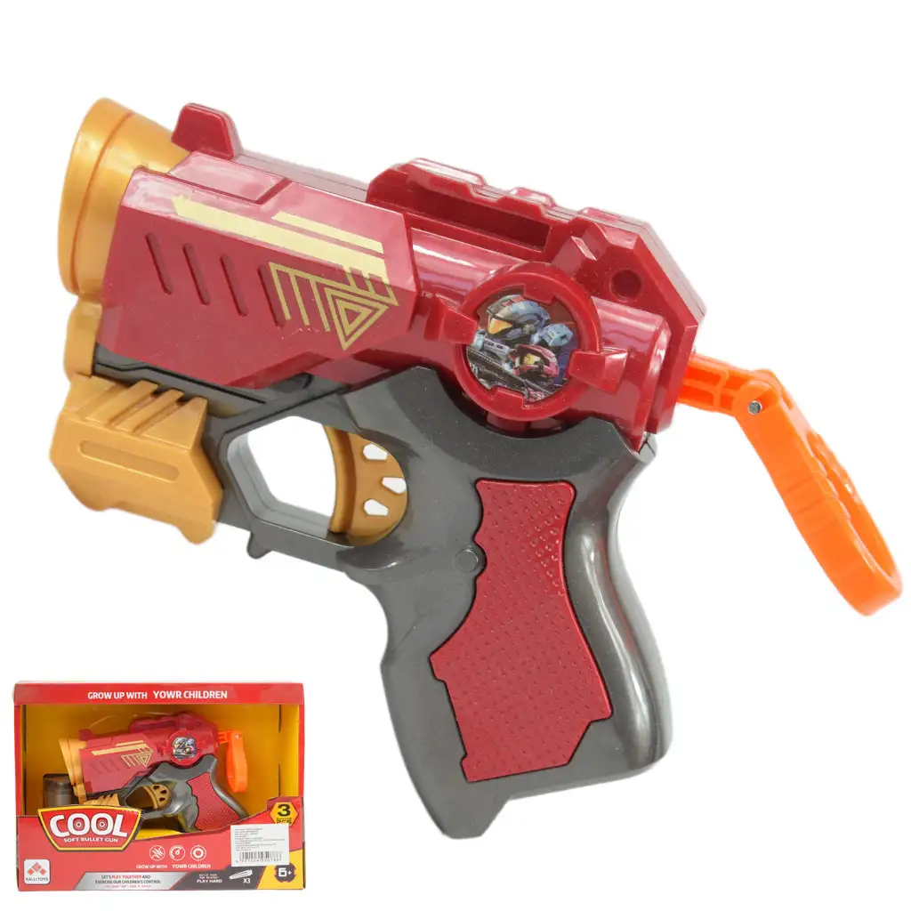Cool Soft Bullet Gun: Kisméretű szivacslövő fegyver töltényekkel piros színben 14cm kép 1