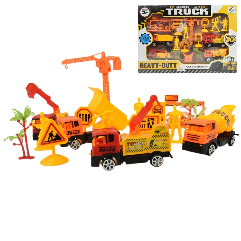 Heavy Duty: Bau-Spielset mit Schwungrad-Autos und Zubehör kép 15