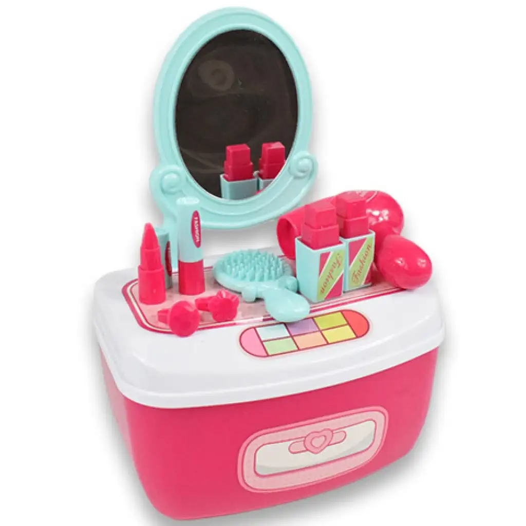 Schönheitsset mit Frisiertisch mit Spiegel und Schminke in einer Aufbewahrungsbox kép 2