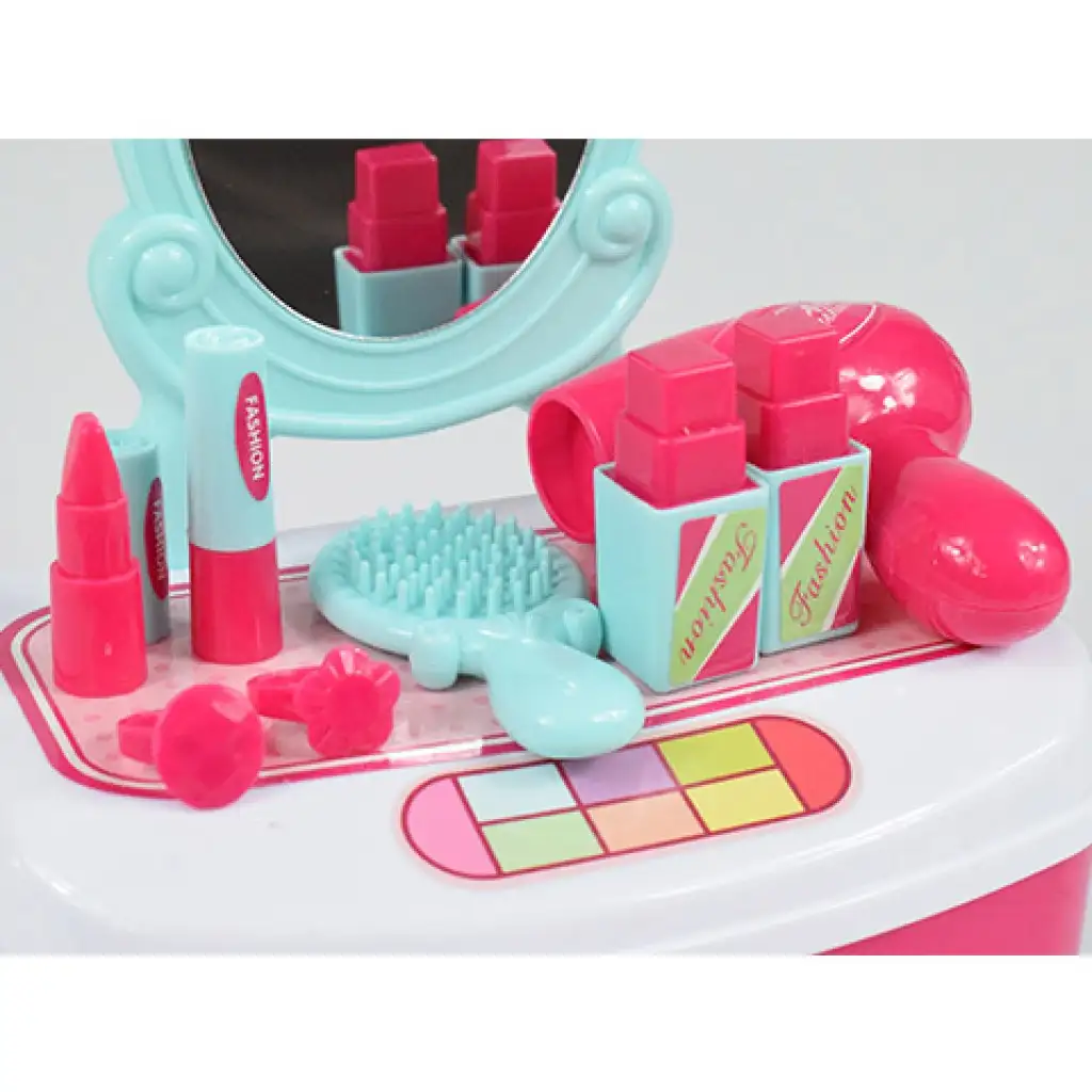 Schönheitsset mit Frisiertisch mit Spiegel und Schminke in einer Aufbewahrungsbox kép 3