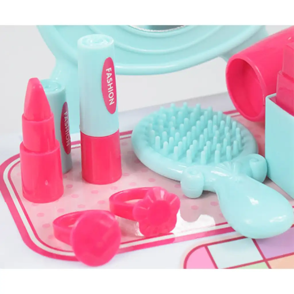 Schönheitsset mit Frisiertisch mit Spiegel und Schminke in einer Aufbewahrungsbox kép 6