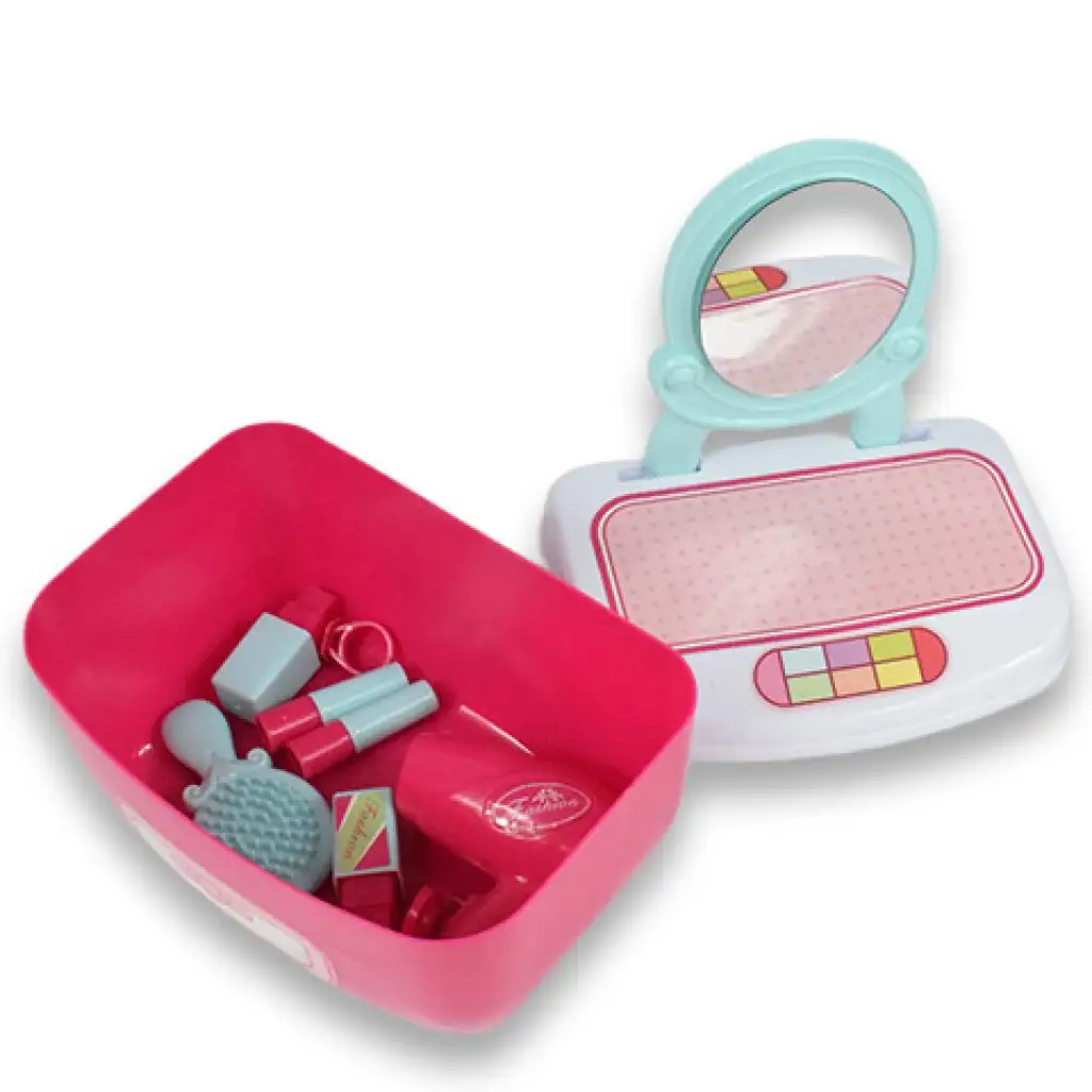 Schönheitsset mit Frisiertisch mit Spiegel und Schminke in einer Aufbewahrungsbox kép 8