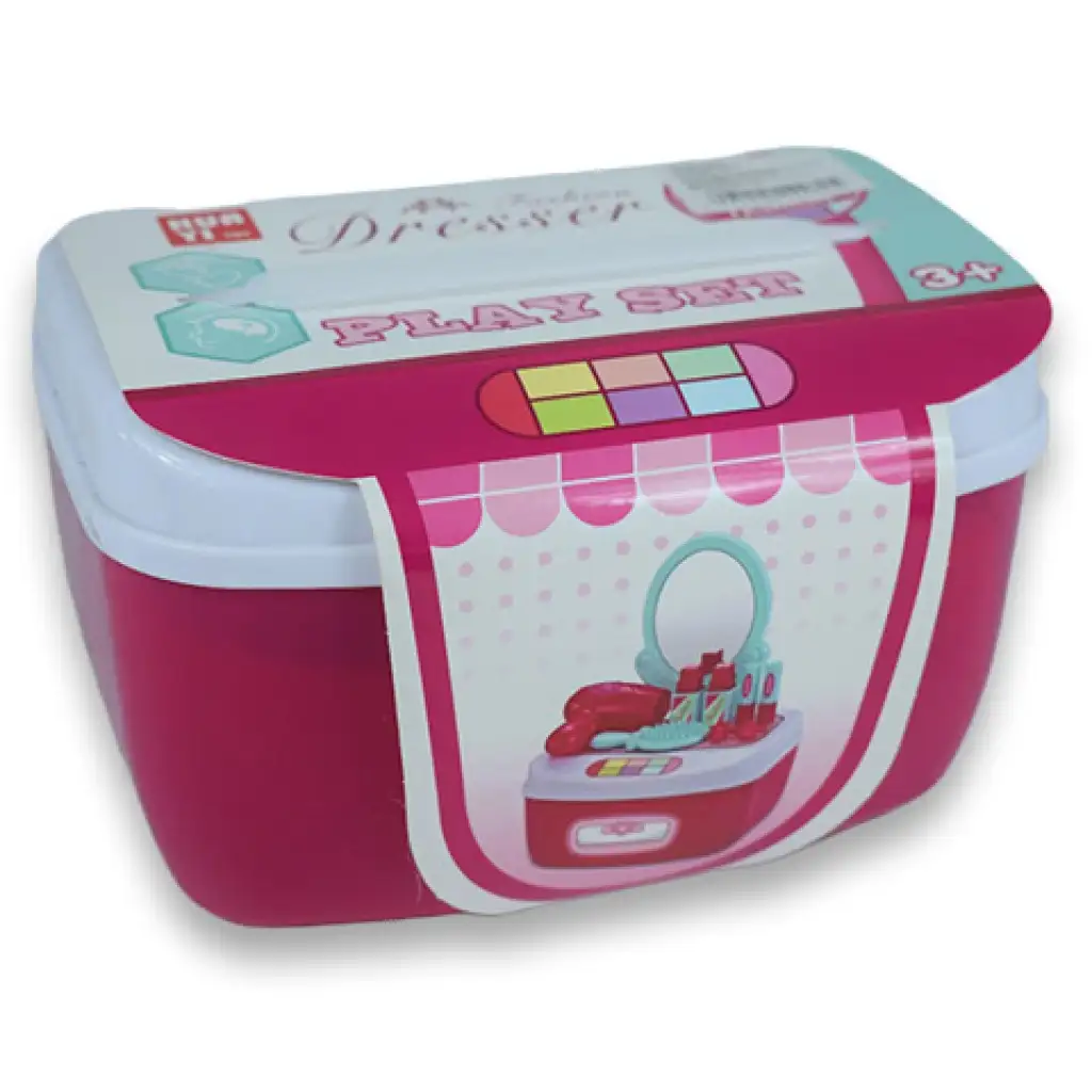 Schönheitsset mit Frisiertisch mit Spiegel und Schminke in einer Aufbewahrungsbox kép 9