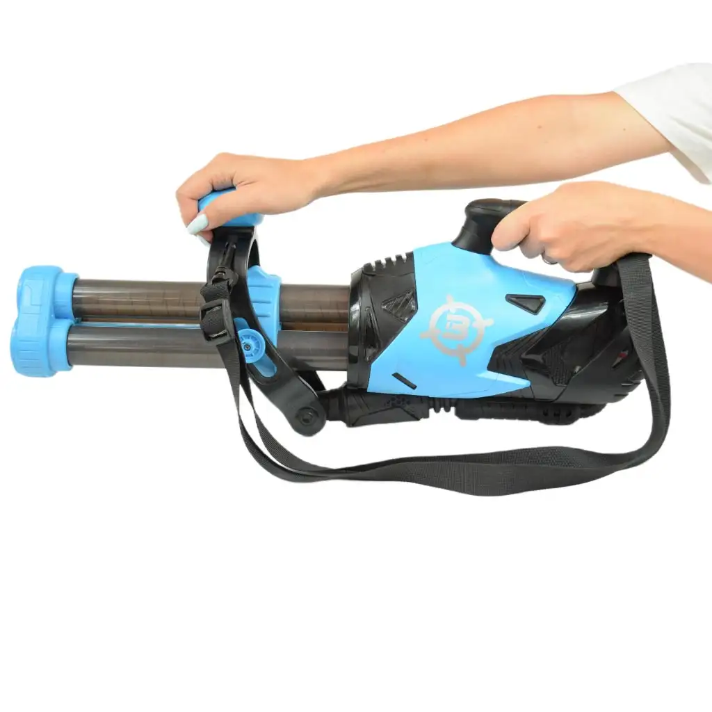 Power Popper Gun: Dreischüssige Schaumstoffpistole mit Schaumstoffkugeln 55cm kép 6