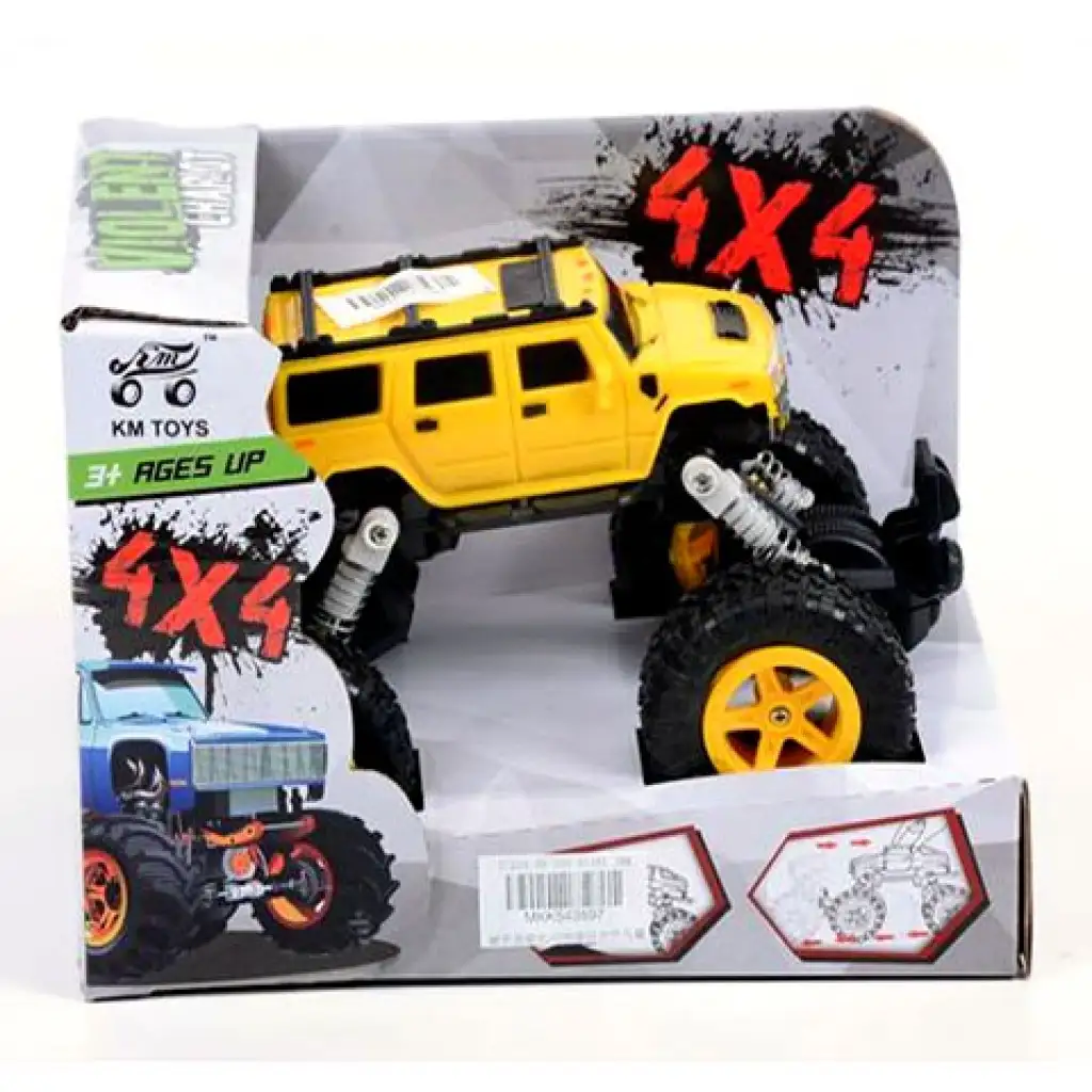 Rugós terepjáró autó 4x4-es sárga színben kép 1
