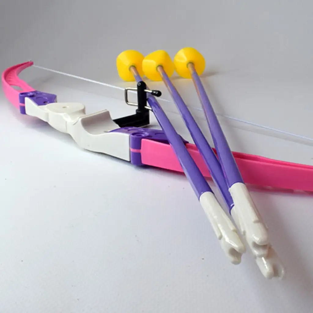 Rosa Bogenset mit Saugnapfpfeilen 54cm kép 5