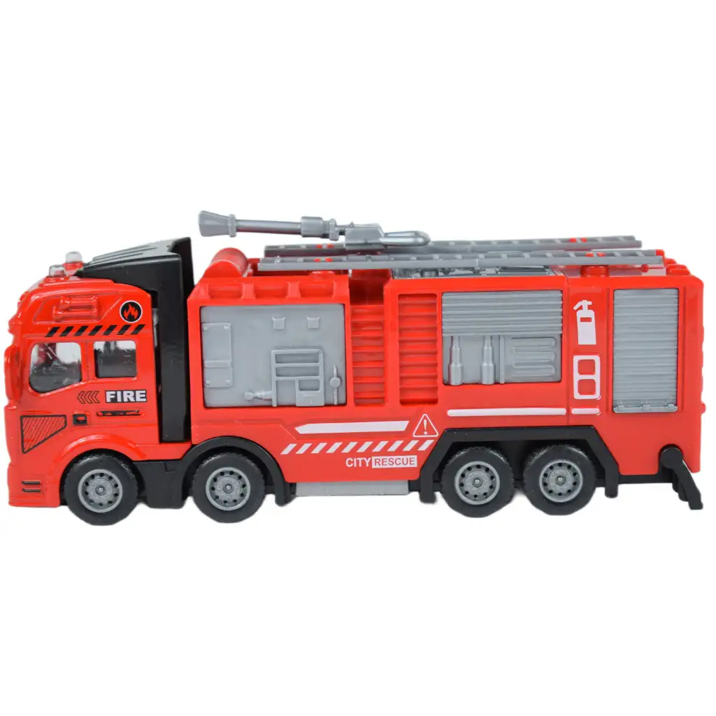 Fire Truck: Fém lendkerekes tűzoltósági kamion 20cm kép 3