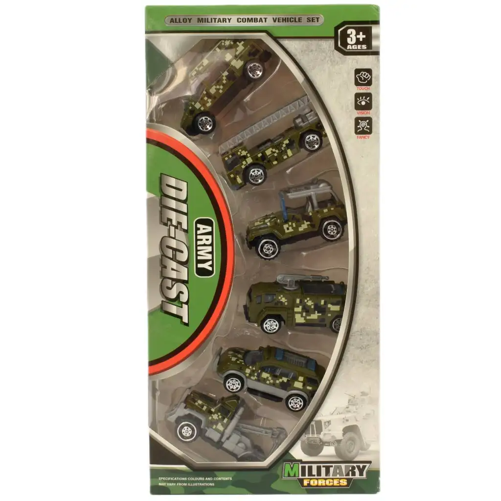 Army Die-Cast: Militär 6-teiliges Spielzeugauto-Set kép 3