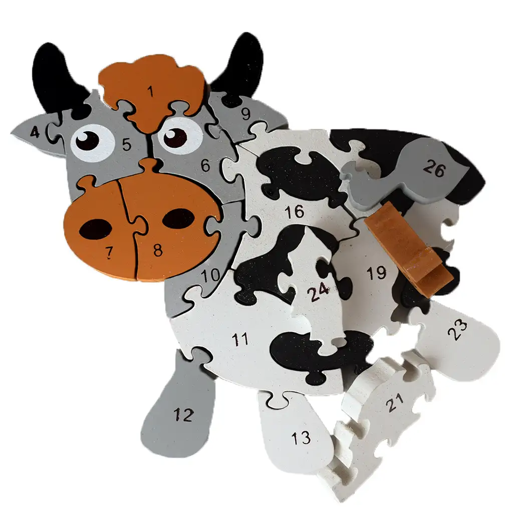 ABC - 123 Kuh-Holzpuzzle für Kinder kép 3