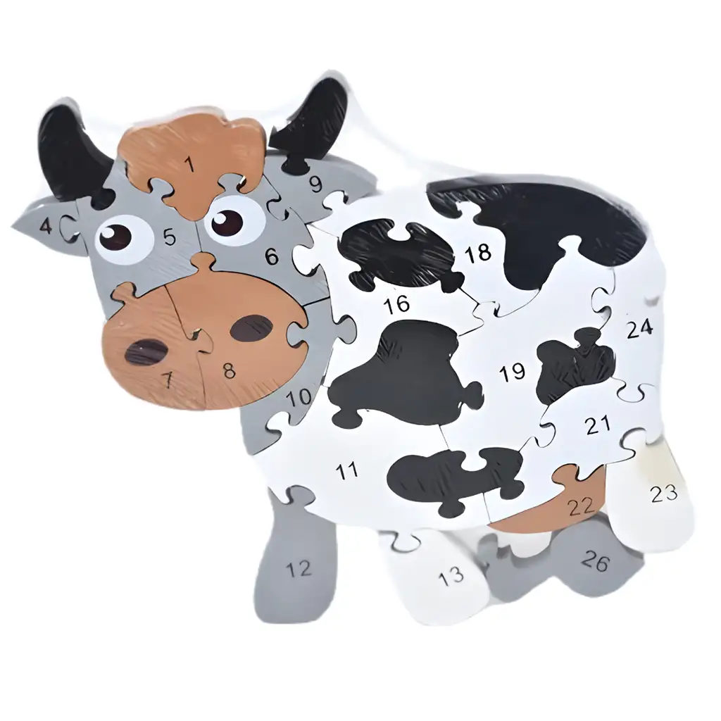 ABC - 123 Kuh-Holzpuzzle für Kinder kép 4