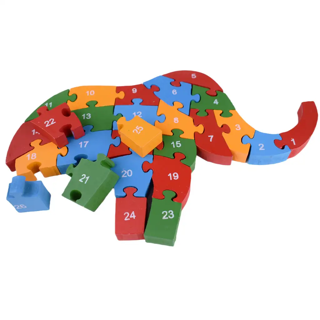 ABC - 123 Elefanten Holz Lernpuzzle kép 3