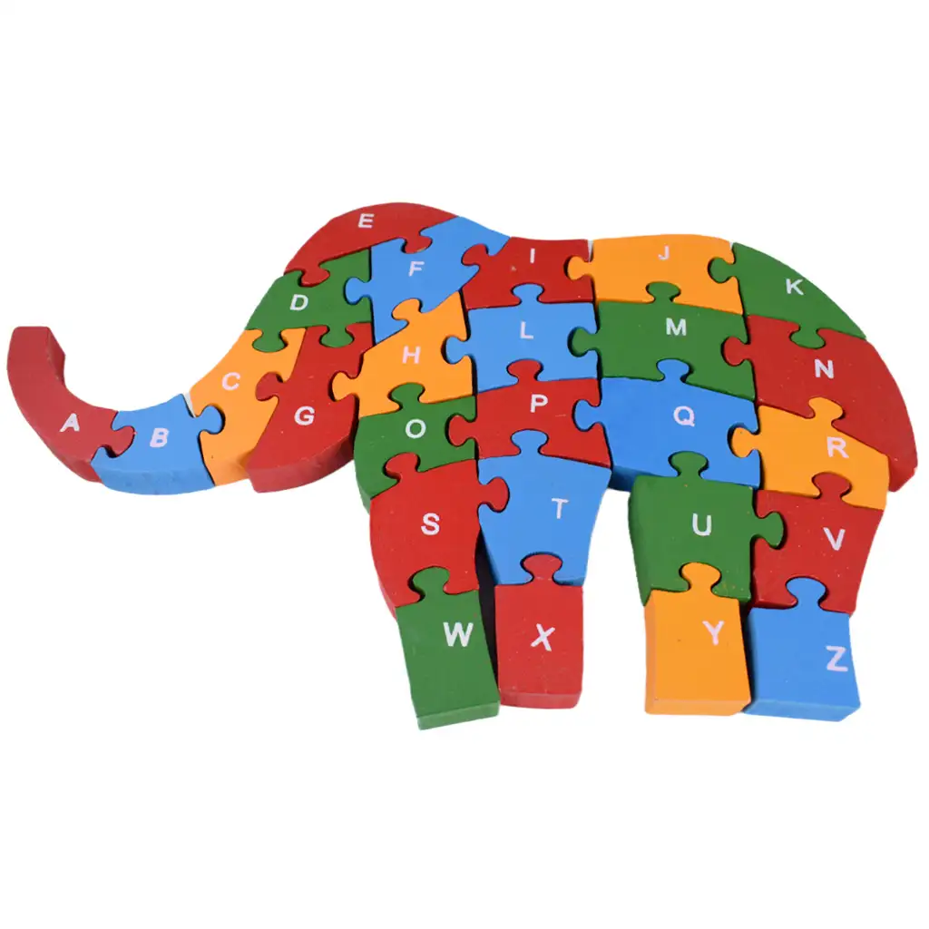 ABC - 123 Elefanten Holz Lernpuzzle kép 4