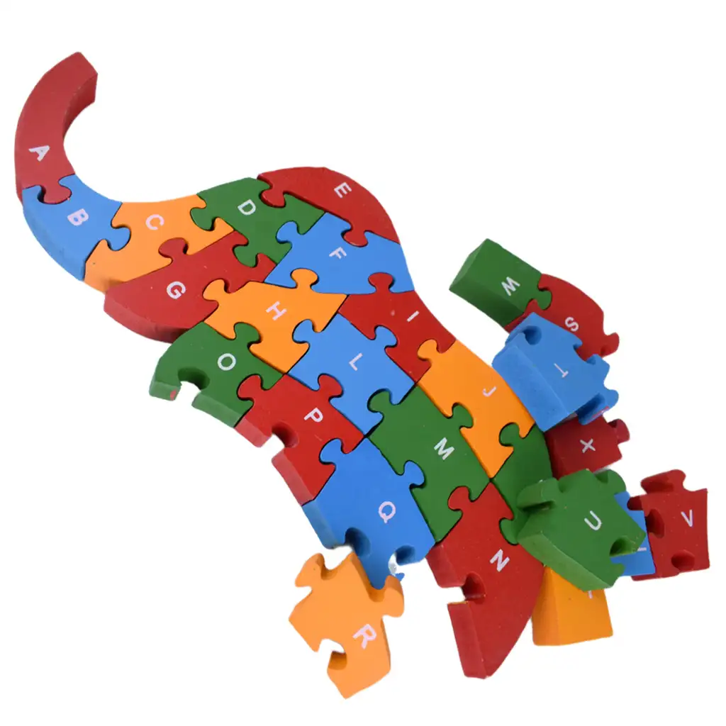 ABC - 123 Elefanten Holz Lernpuzzle kép 5