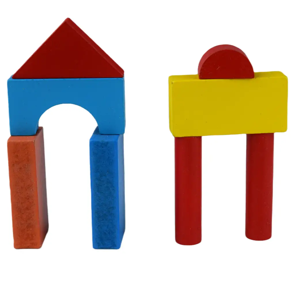 24-teiliges Set bunter Holzbausteine in einer Box kép 2