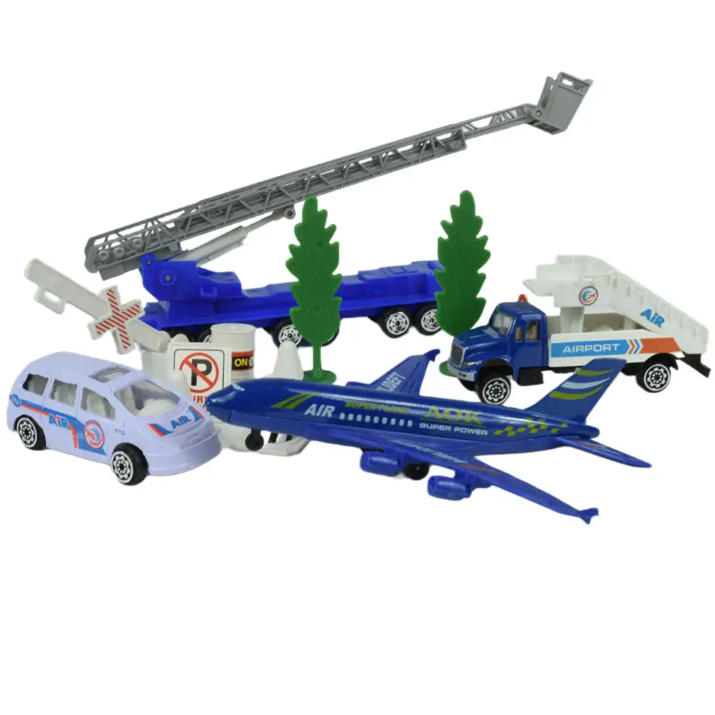 Flugzeug: Flughafen-Spielset mit Fahrzeugen, Flugzeug und Zubehör in zwei verschiedenen Ausführungen kép 6