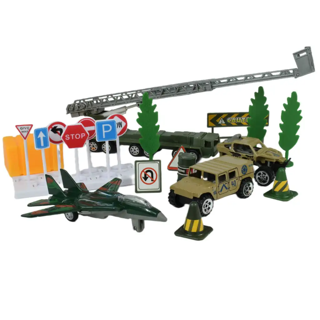 Super Army: Militärspielset mit Fahrzeugen aus Metall und Schwungradflugzeug in zwei Varianten kép 2