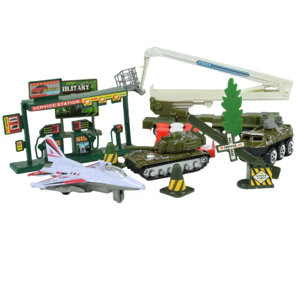 Super Army: Militärspielset mit Fahrzeugen aus Metall und Schwungradflugzeug in zwei Varianten kép 7