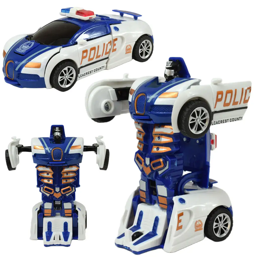 Automodell: In verschiedene Varianten verwandelbares Schwungrad-Bugatti-Veyron-Polizeiauto, 13 cm, 1 Stück kép 4