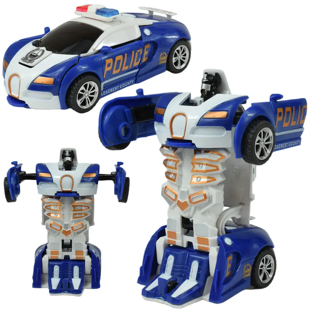 Automodell: In verschiedene Varianten verwandelbares Schwungrad-Bugatti-Veyron-Polizeiauto, 13 cm, 1 Stück kép 3