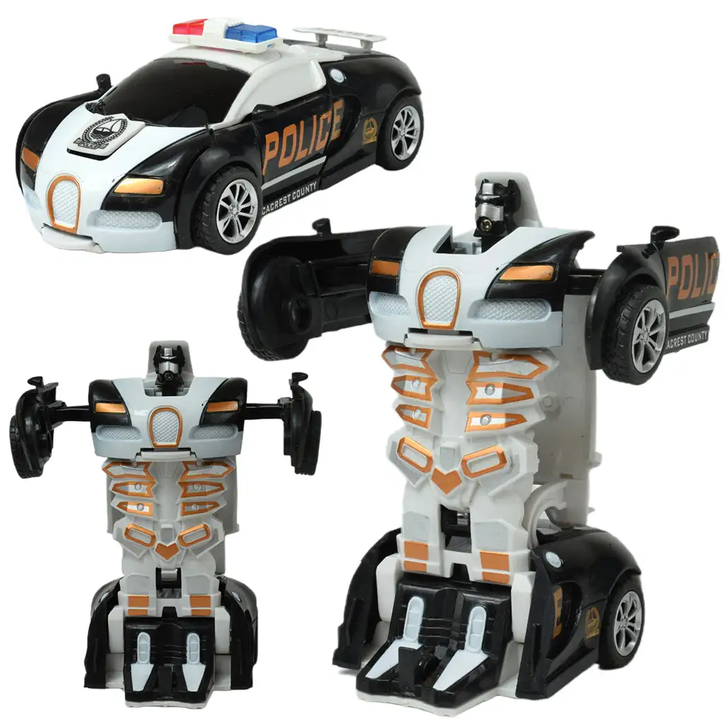 Automodell: In verschiedene Varianten verwandelbares Schwungrad-Bugatti-Veyron-Polizeiauto, 13 cm, 1 Stück kép 2