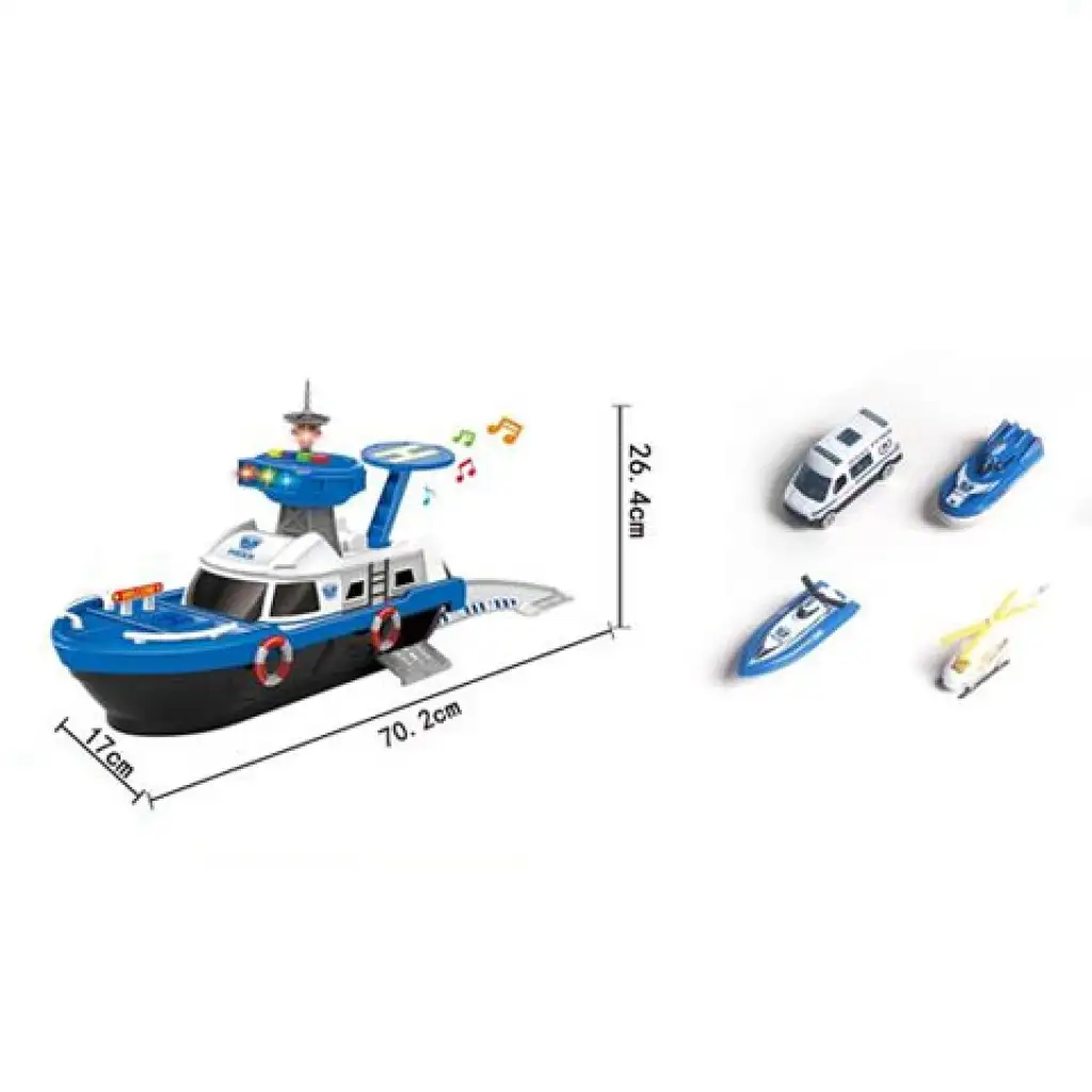 Polizeiboot-Set mit Licht und Ton, mit Zubehör kép 2