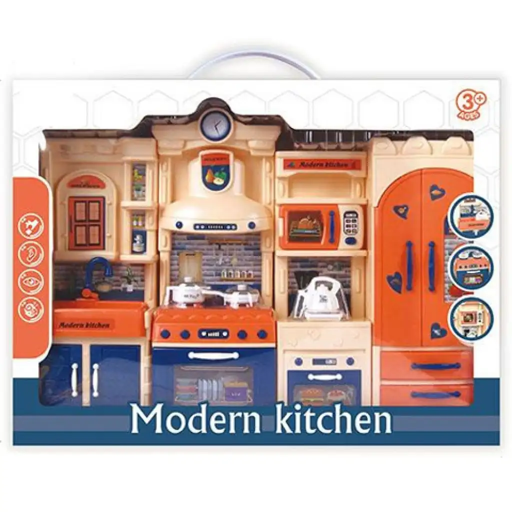 Modern Kitchen kék-narancs konyhaszett fénnyel és hanggal kép 1