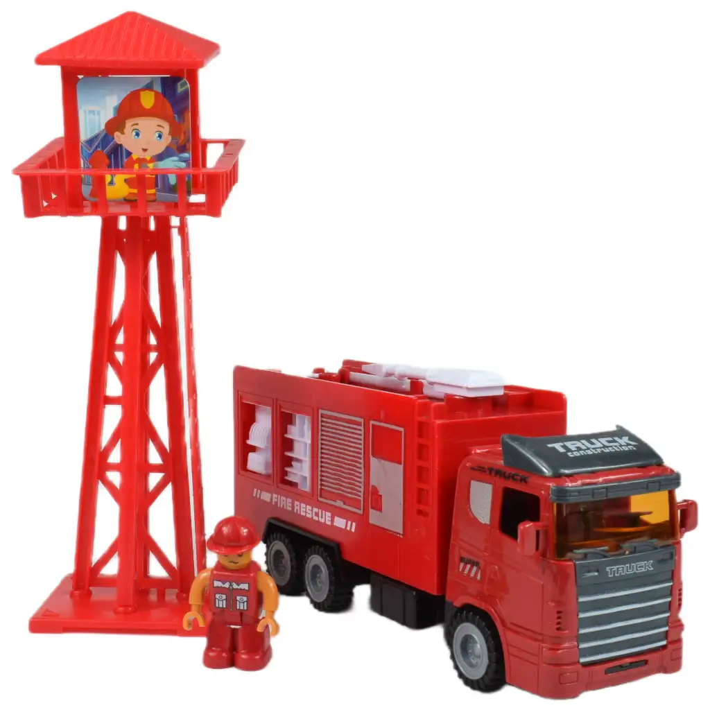 Feuerwehr: Feuerwachen-Set mit Wachturm, Auto und Zubehör. kép 2
