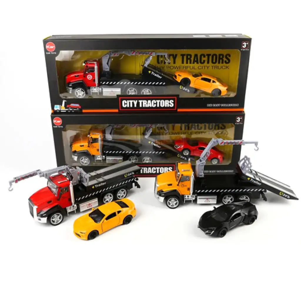 City Tractors Metall-Autotransporter mit Sportwagen in zwei Varianten