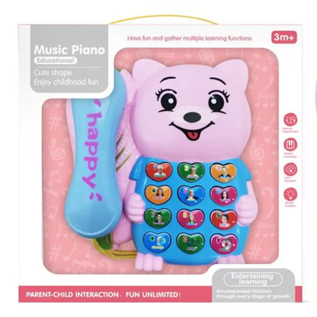 Rosa Bärchen-Telefon mit Licht und Ton